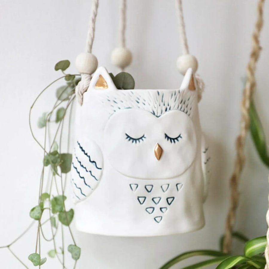 Owl Shaped Hanging Planter