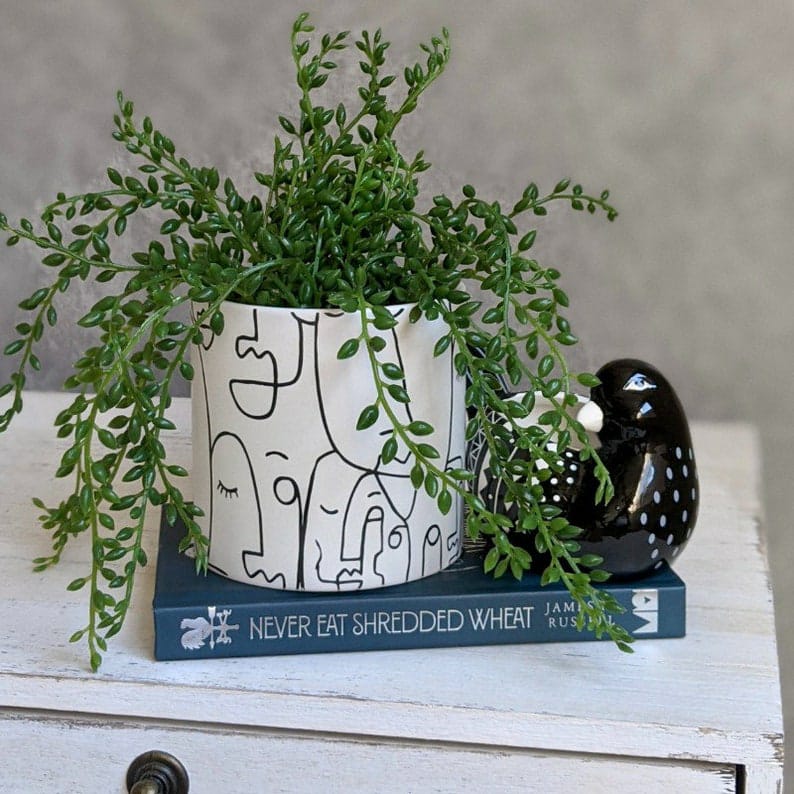 Black White Linear Face Planter (Set of 2)