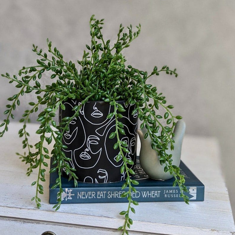 Black White Linear Face Planter (Set of 2)